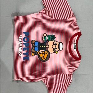 Bape Red Striped Popeye Tee